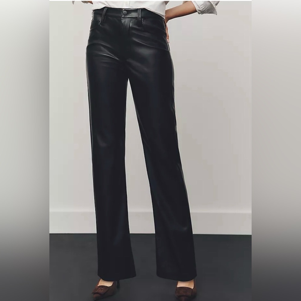 Joe’s - NWT Women’s black faux leather trousers high rise straight leg pants 29